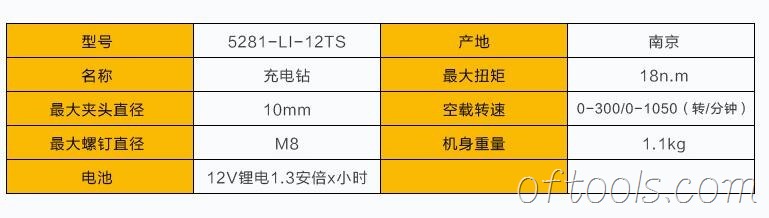 小强5281锂电钻产品参数